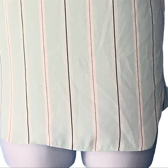 LOFT Mint Green & Black-White Vertical Stripe Sheer Tank Top S - Picture 7 of 10